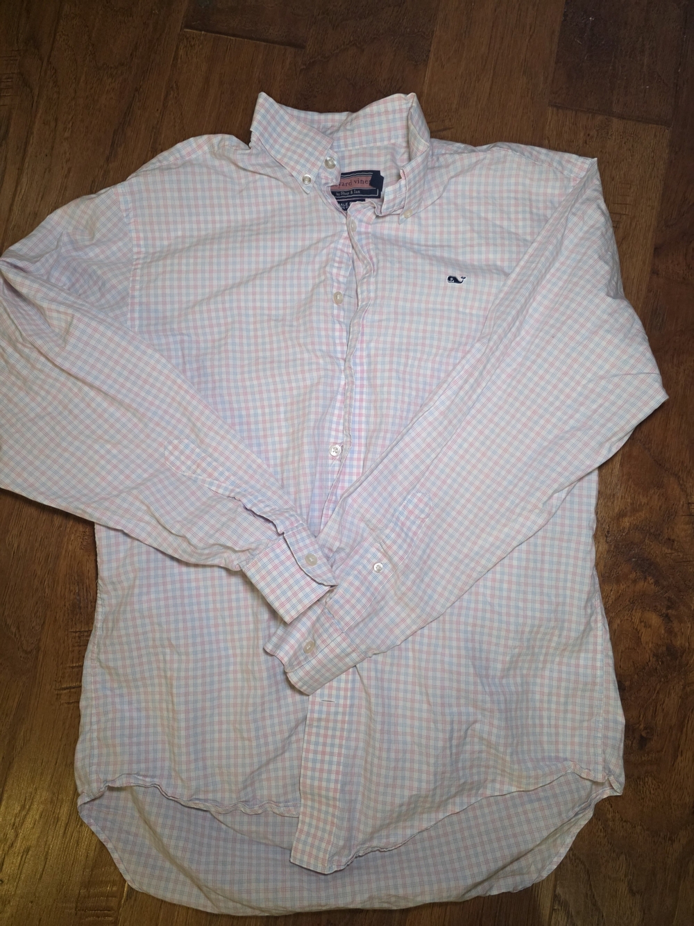 Vineyard Vines Men's Button-Down Shirt - Light Pink & Light Blue Check